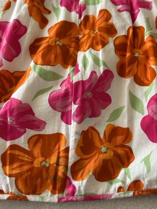 SABO Strapless Floral Mini Dress in White with Pink & Orange Blooms Size XS - Picture 14 of 15